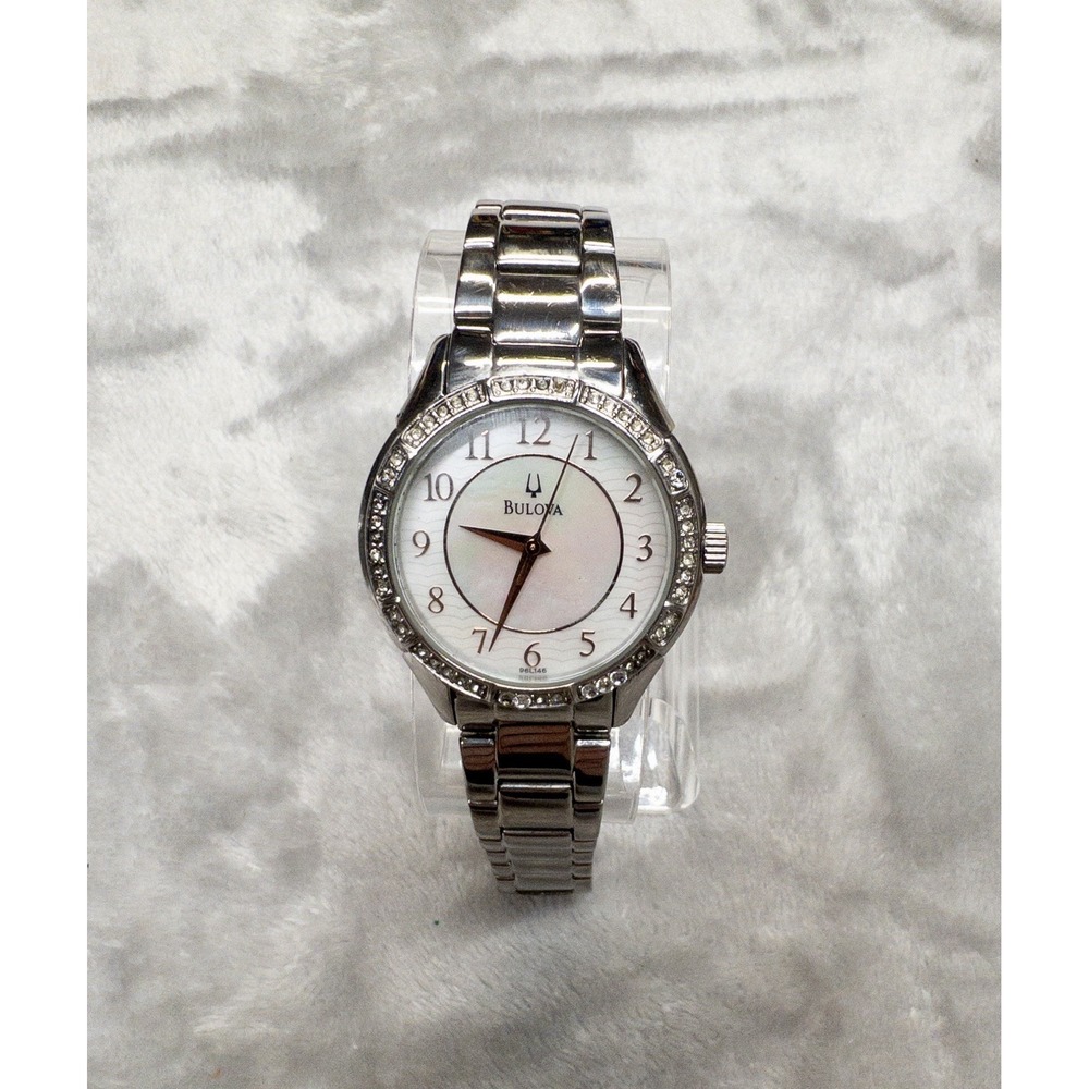 Bulova 96L146 Women's Crystal Embellished Bezel Mother of Pearl Dial Watch